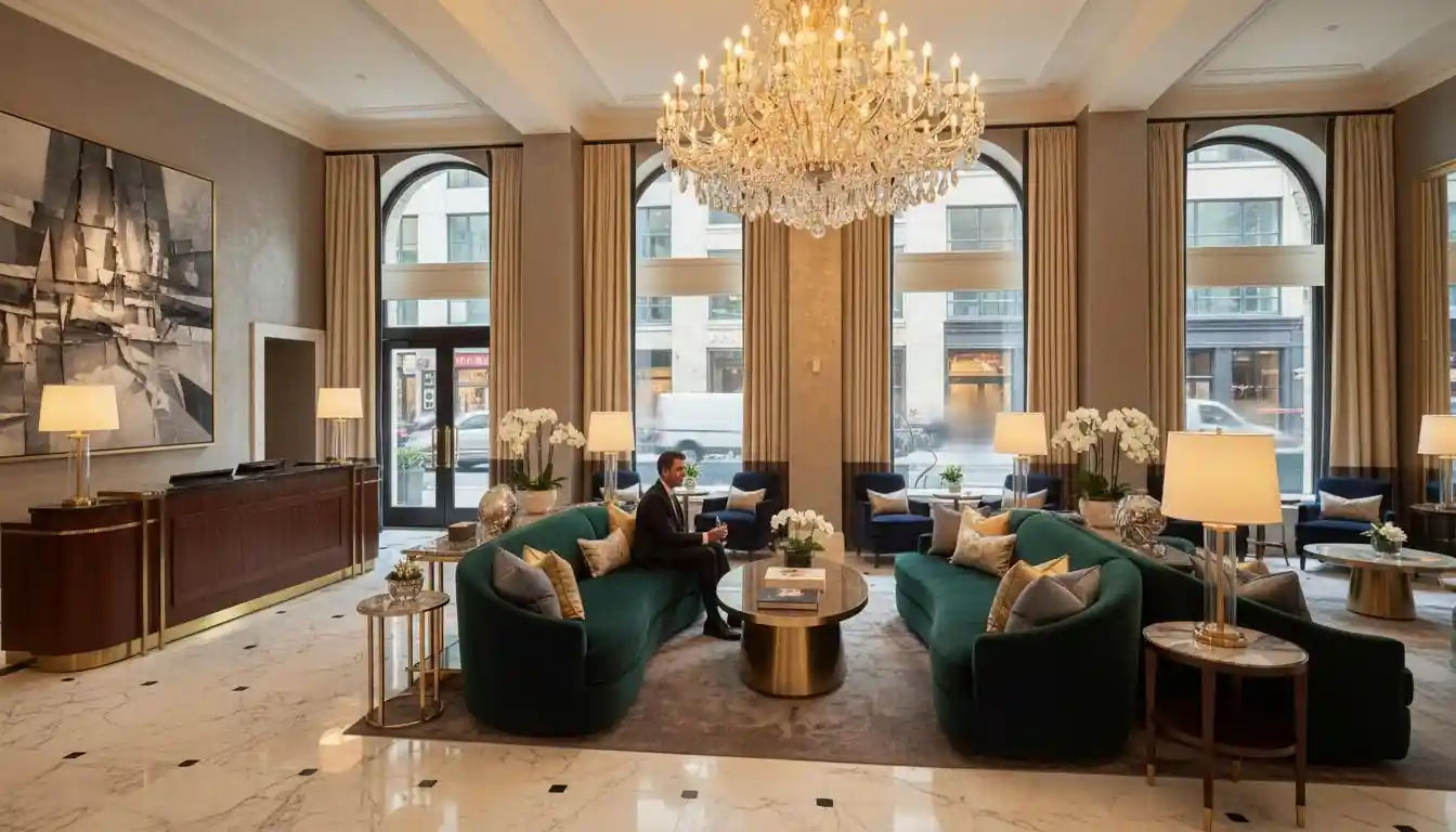 Boutique hotel lounge in Manhattan