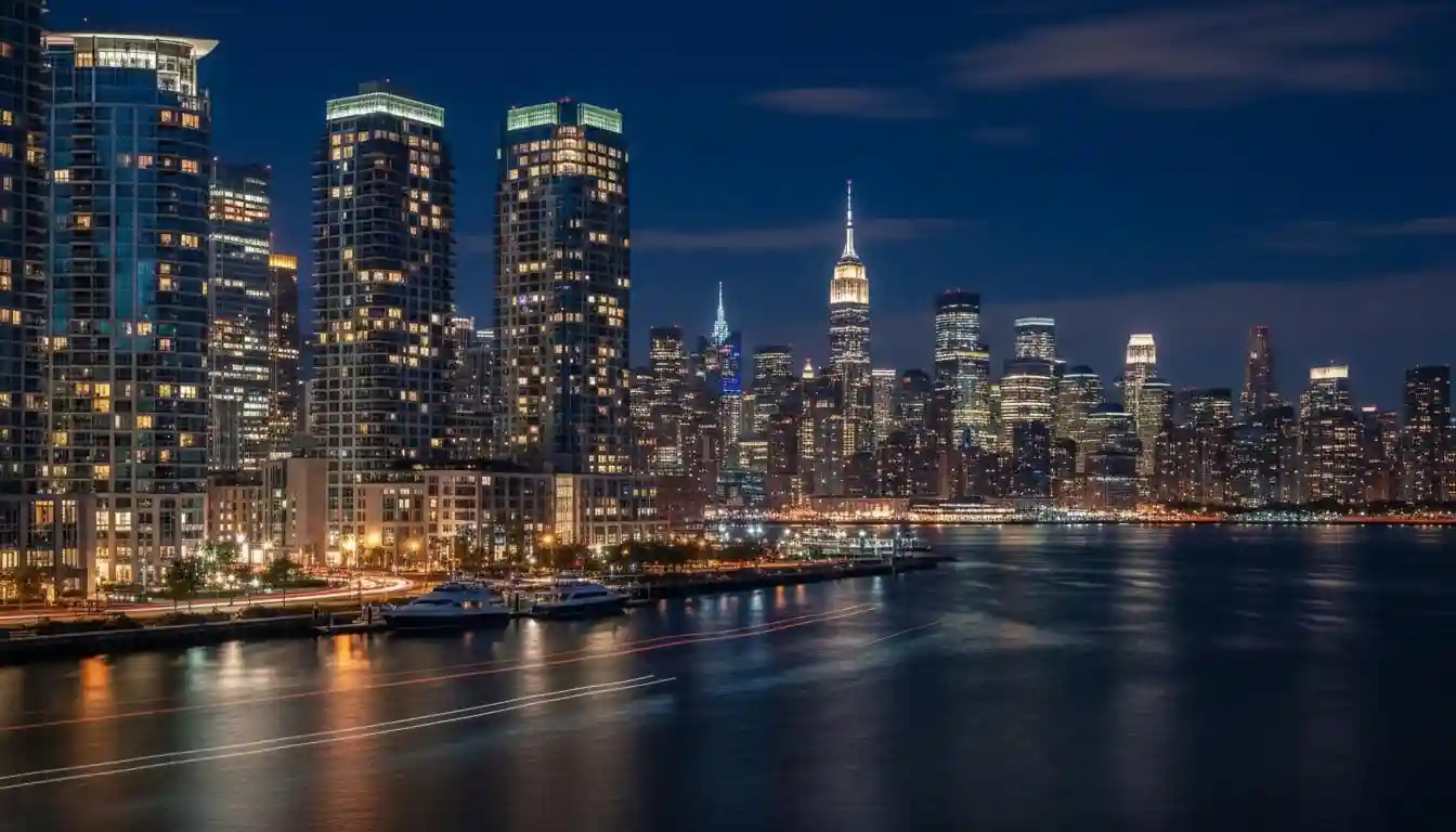 Jersey City skyline at night